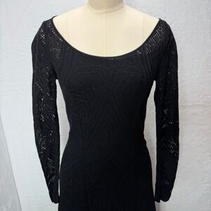 Peruvian Connection S Phoebe Lace Crochet Midi Dress Long Sleeve Feminine Goth